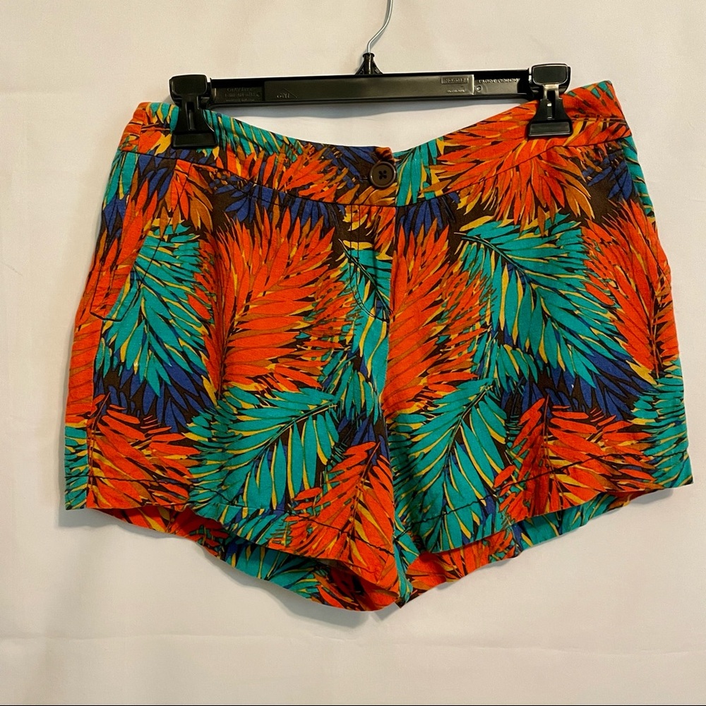 Madison | Tropical Print Linen Shorts